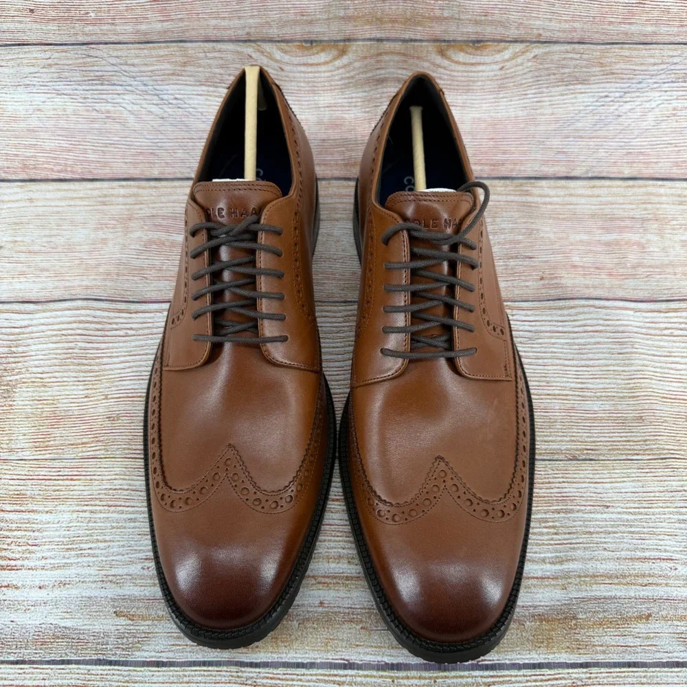 Men's Brown Leather Wingtip Oxford Dress Shoes
